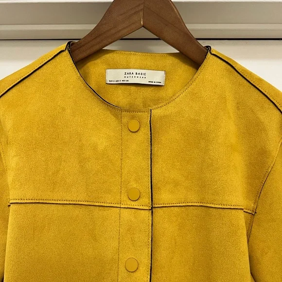 Zara Suede Effect Jacket in Mustard - Picture 5 of 10